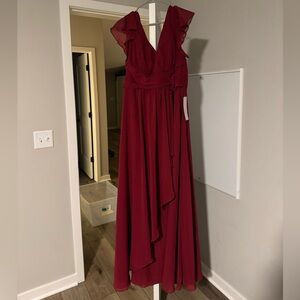 Azazie Omari Burgundy Maxi Dress